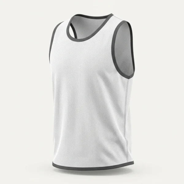 Custom Training Bib – White with Grey Trim White mesh training bib with grey trim