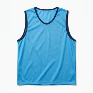 Custom Training Bib – Sky Blue with Navy Trim Sky blue mesh training bib with navy trim