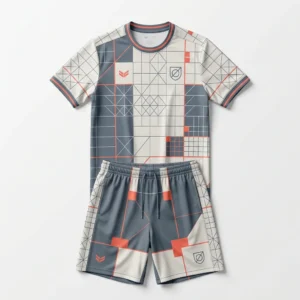 Grey grid blueprint soccer kit
