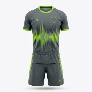 Grey and lime soundwave soccer kit