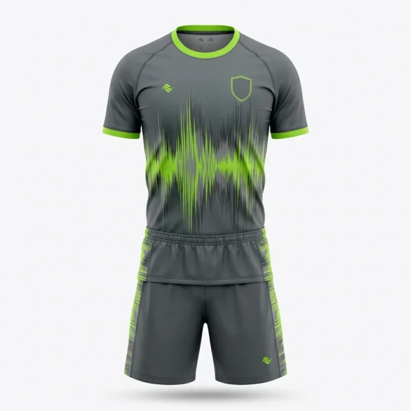 Grey and lime soundwave soccer kit