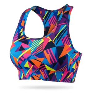 Custom Sports Bra – Neon Geometric Neon geometric print sports bra