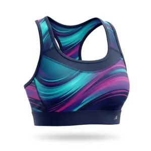 Custom Sports Bra – Teal & Purple Wave Teal and purple wave sports bra