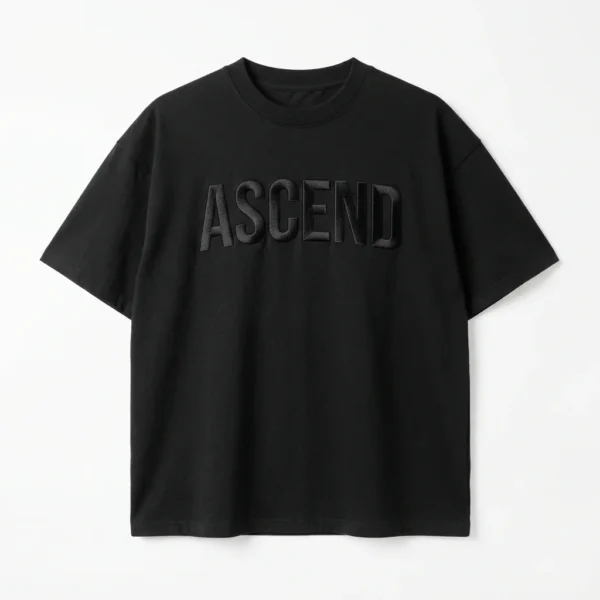 Custom Streetwear T-Shirt – Black Tonal Embossed Black t-shirt with tonal embossed lettering