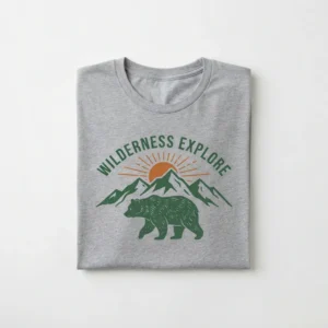 Grey t-shirt with wilderness bear print