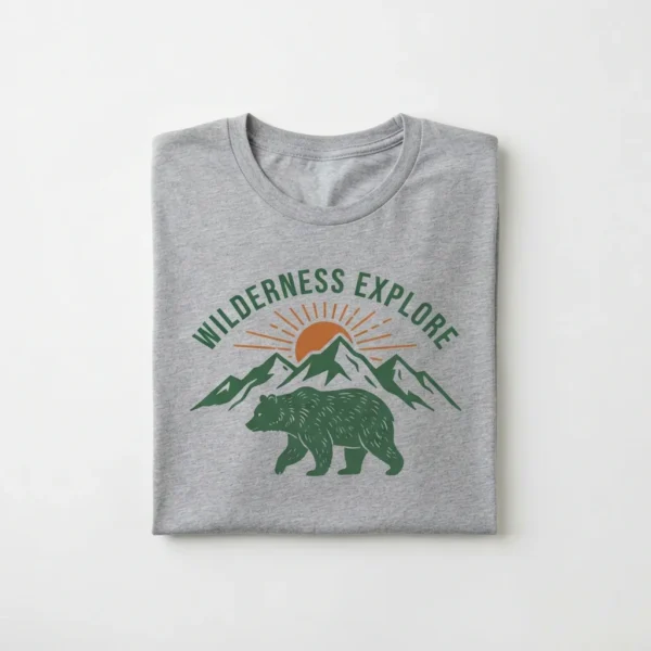 Grey t-shirt with wilderness bear print