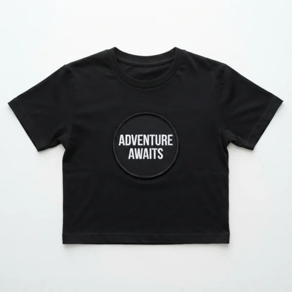 Custom Streetwear T-Shirt – Black Circle Patch Black t-shirt with round patch print