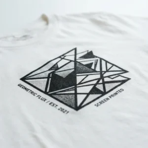Screen print detail on white t-shirt