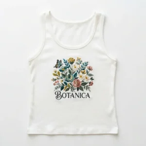 White tank top with botanical print