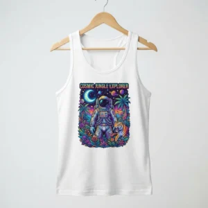 White tank top with cosmic astronaut graphic
