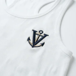 White tank top with anchor embroidery