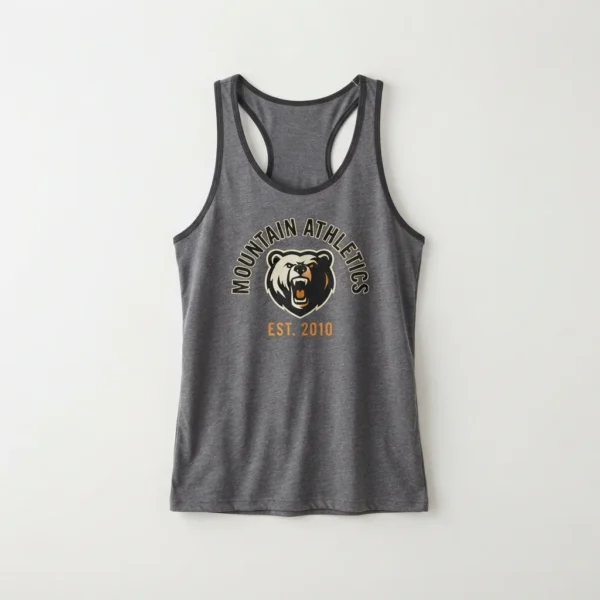 Custom Tank Top – Charcoal Bear Athletics Charcoal racerback tank with bear print