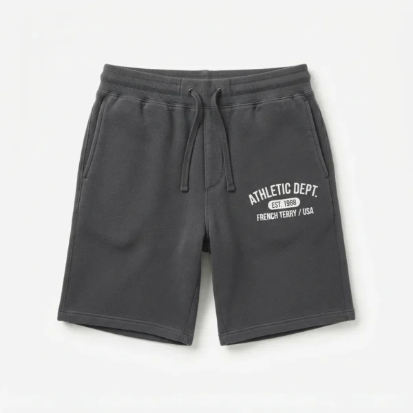 Custom Sweat Shorts – Charcoal Athletic Dept Charcoal sweat shorts with athletic print