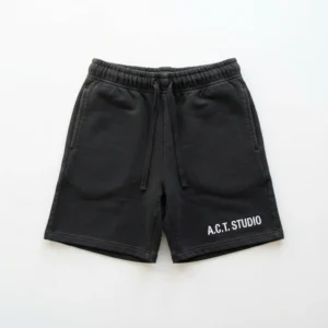 Black sweat shorts with small logo