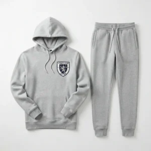 Grey hoodie and jogger set with crest