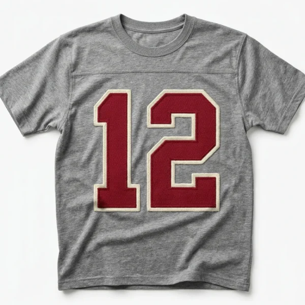 Grey t-shirt with tackle twill number 12