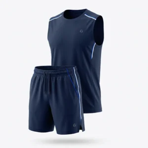 Custom Tennis Wear – Navy Sleeveless Top & Shorts Navy sleeveless tennis top and shorts