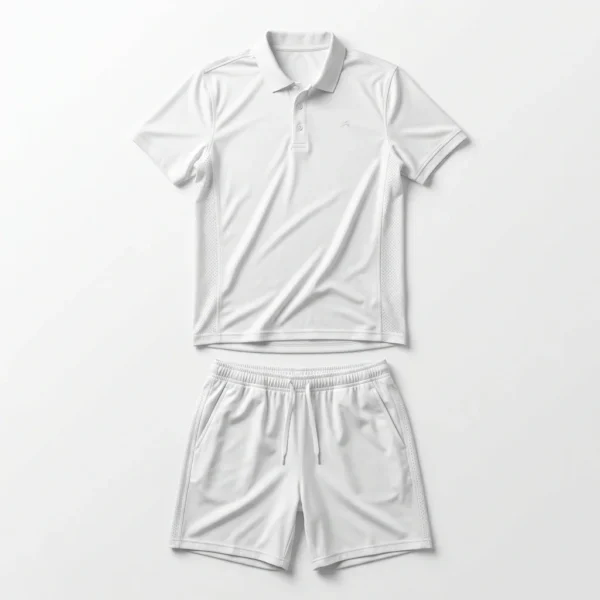 Custom Tennis Wear – White Polo & Shorts White tennis polo and shorts
