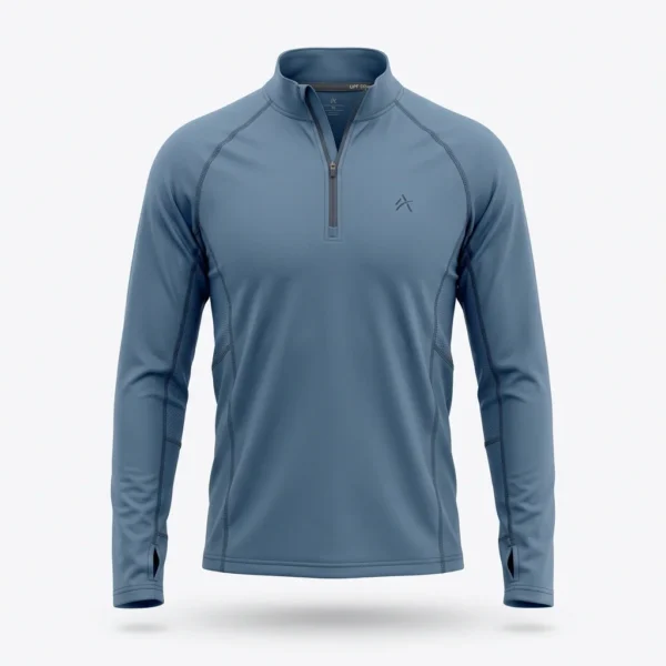 Steel blue quarter zip tennis top