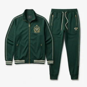 Custom Tennis Wear – Green Club Tracksuit Green tennis club tracksuit with crest