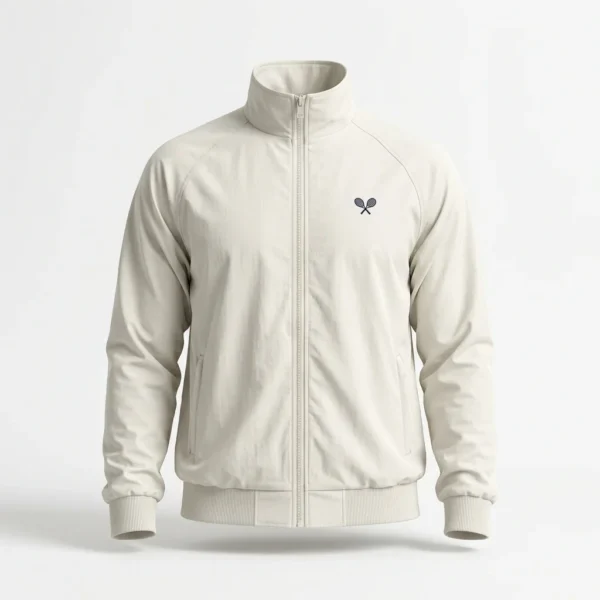 Custom Tennis Wear – Cream Zip Jacket Cream full zip tennis jacket