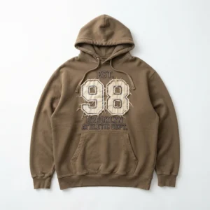 Custom Vintage Washed Hoodie – Brown Faded Number Faded brown hoodie with number print