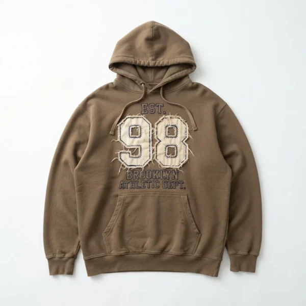 Custom Vintage Washed Hoodie – Brown Faded Number Faded brown hoodie with number print