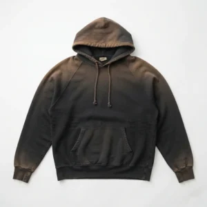 Custom Vintage Washed Hoodie – Sun-Faded Brown & Black Sun faded brown and black hoodie