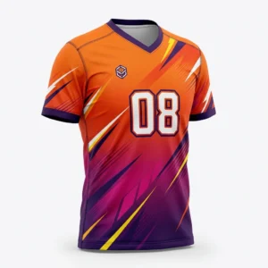 Custom Volleyball Jersey – Orange & Purple Numbered Orange and purple numbered volleyball jersey