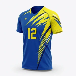 Custom Volleyball Jersey – Blue & Yellow Slash Blue and yellow slash volleyball jersey