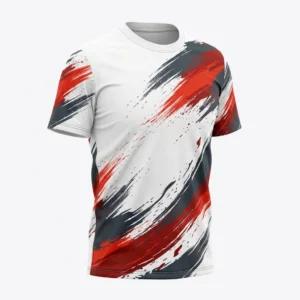 Custom Volleyball Jersey – White & Red Brush White and red brush stroke volleyball jersey