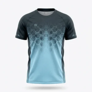 Custom Volleyball Jersey – Grey to Sky Hexagon Grey to sky blue hexagon volleyball jersey
