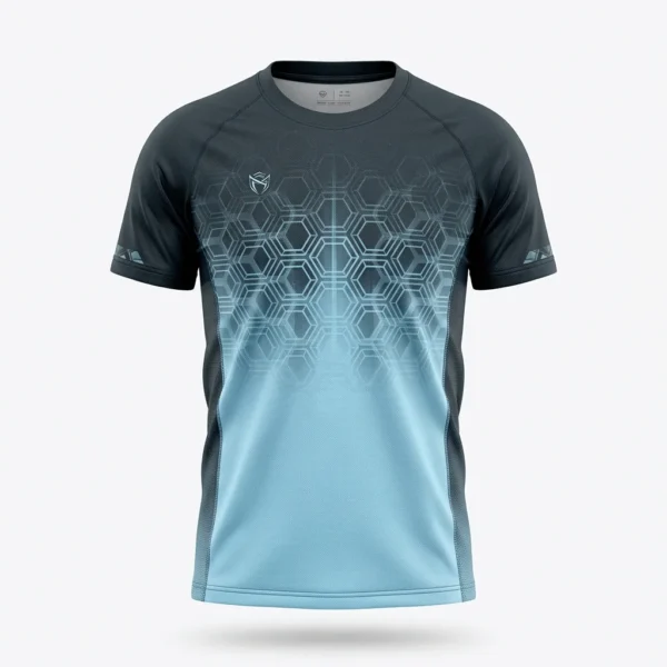 Grey to sky blue hexagon volleyball jersey