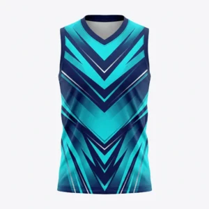 Custom Volleyball Jersey – Navy & Cyan Chevron Sleeveless Navy and cyan chevron sleeveless volleyball jersey