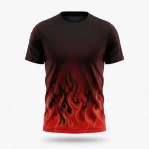 Black to red flame volleyball jersey