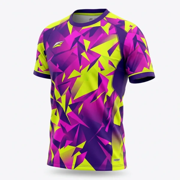 Custom Volleyball Jersey – Neon Low-Poly Purple and neon low poly volleyball jersey