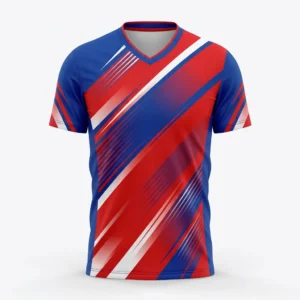 Blue and red diagonal volleyball jersey