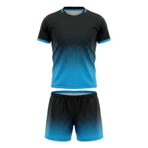 Black to blue hexagon volleyball uniform