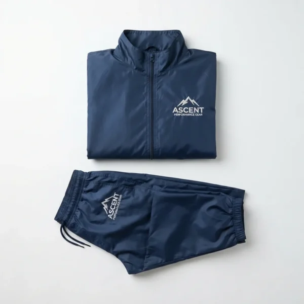 Custom Windbreaker Set – Navy Folded Set Navy windbreaker set folded