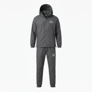 Grey hooded windbreaker set