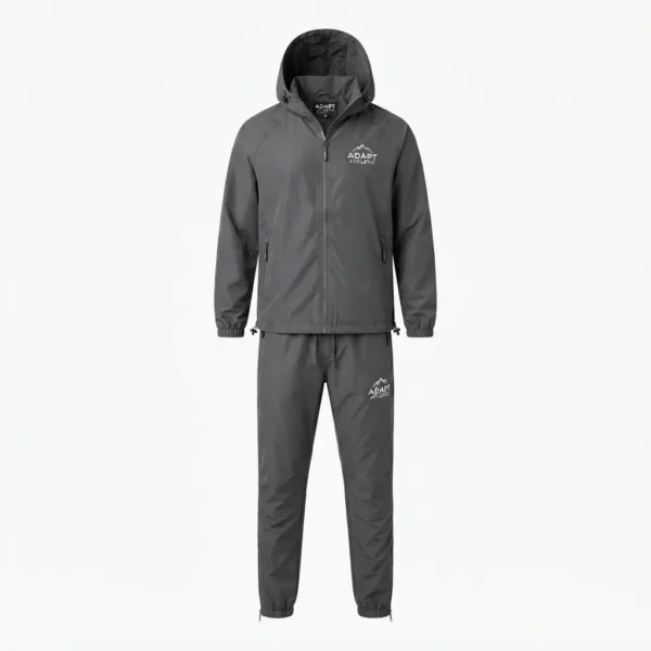 Grey hooded windbreaker set