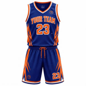 Custom Blue & Orange Basketball Uniform Custom Blue & Orange Basketball Uniform