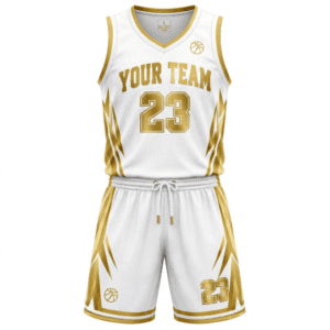 Custom White & Gold Basketball Uniform