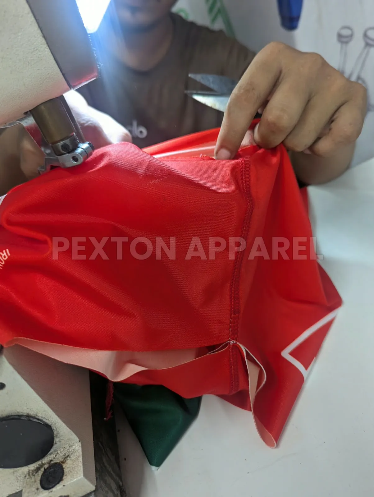 Sewing a sportswear garment at Pexton Apparel